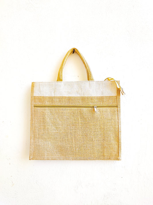 Mandala minimal Jute Tote Bag (Hand Embroidered)