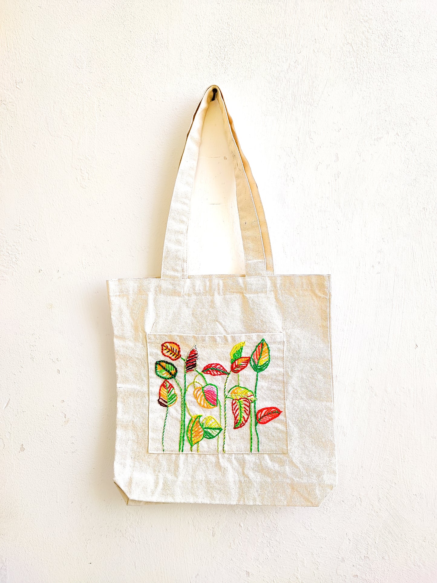 Floral Tote Bag (Hand Embroidered)