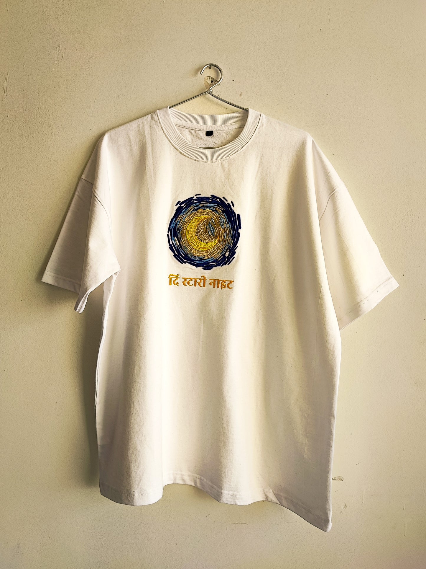 Starry Nights T-Shirt Embroidered (White)