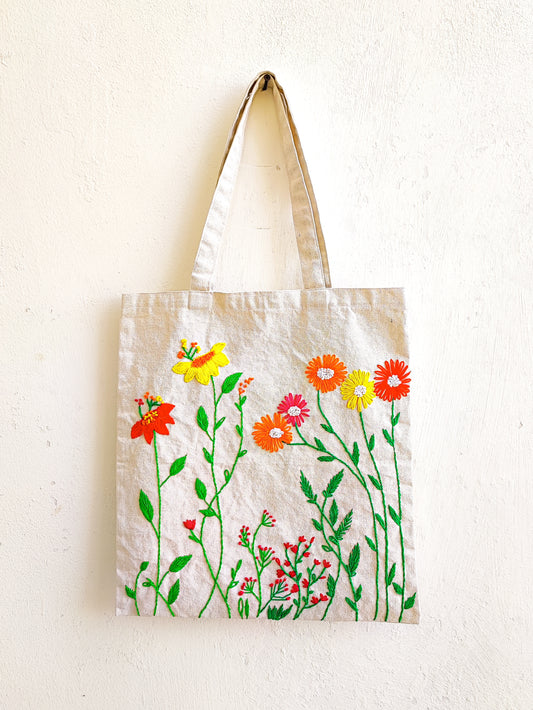 Wildflowers Tote Bag (Hand Embroidered)