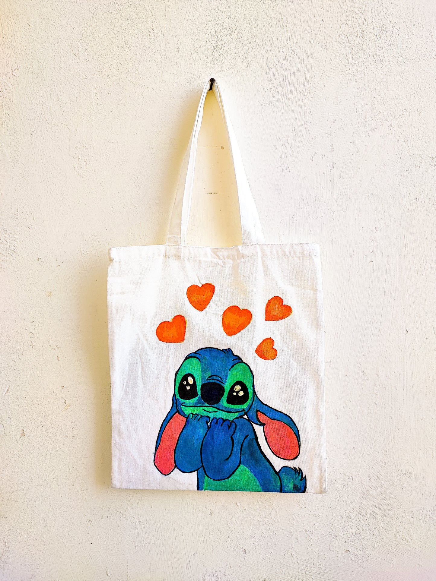 Stitch White Tote Bag (Hand Painted)