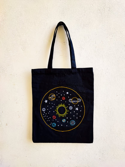 The Solar System Tote Bag (Hand Embroidered)