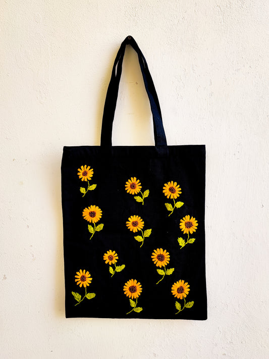 Sunflowers Tote Bag (Hand Embroidered)