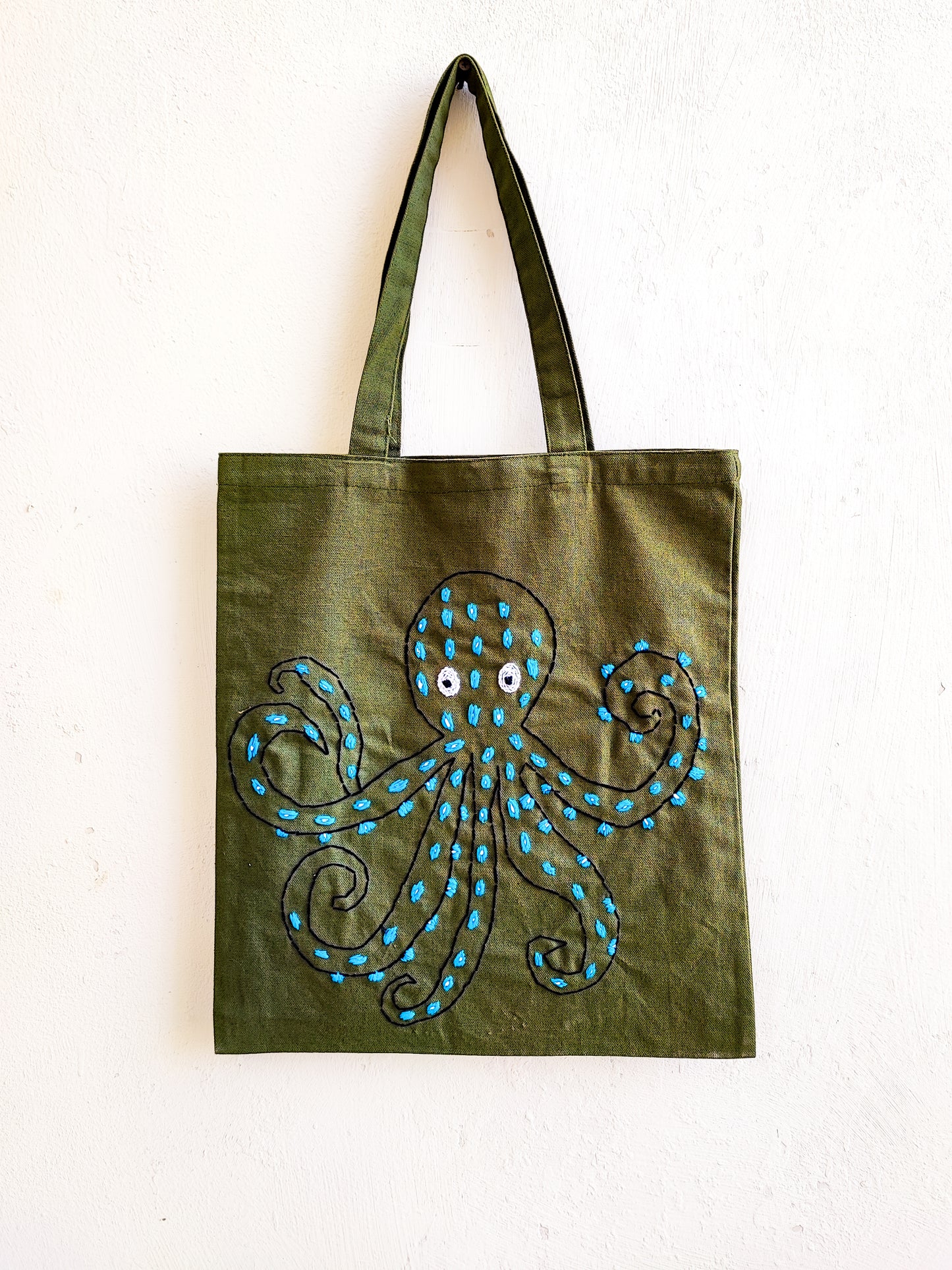 Octopus Tote Bag (Hand Embroidered)