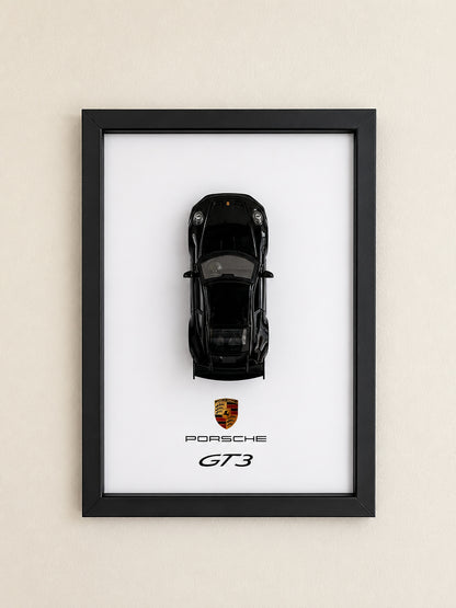 Porsche | 3D Metal Car Poster | A4 Framed Wall Art