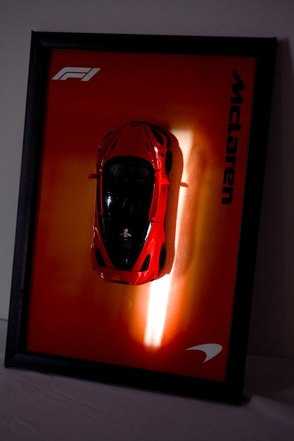 McLaren | 3D Metal Car Poster | A4 Framed Wall Art