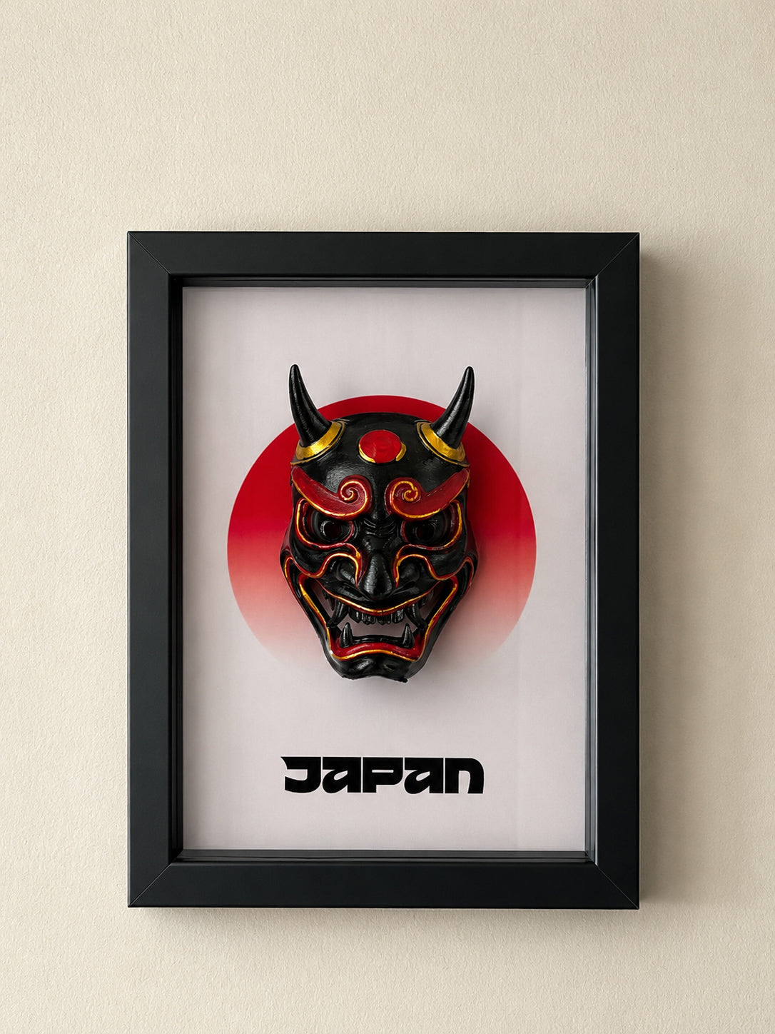 Japanese Oni Mask | 3D Printed Poster | Framed Wall Art