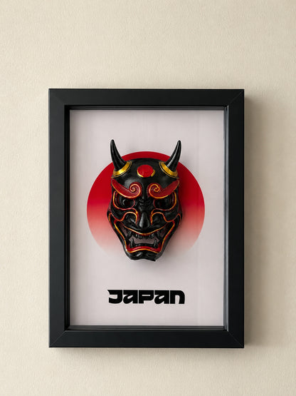 Japanese Oni Mask | 3D Printed Poster | Framed Wall Art
