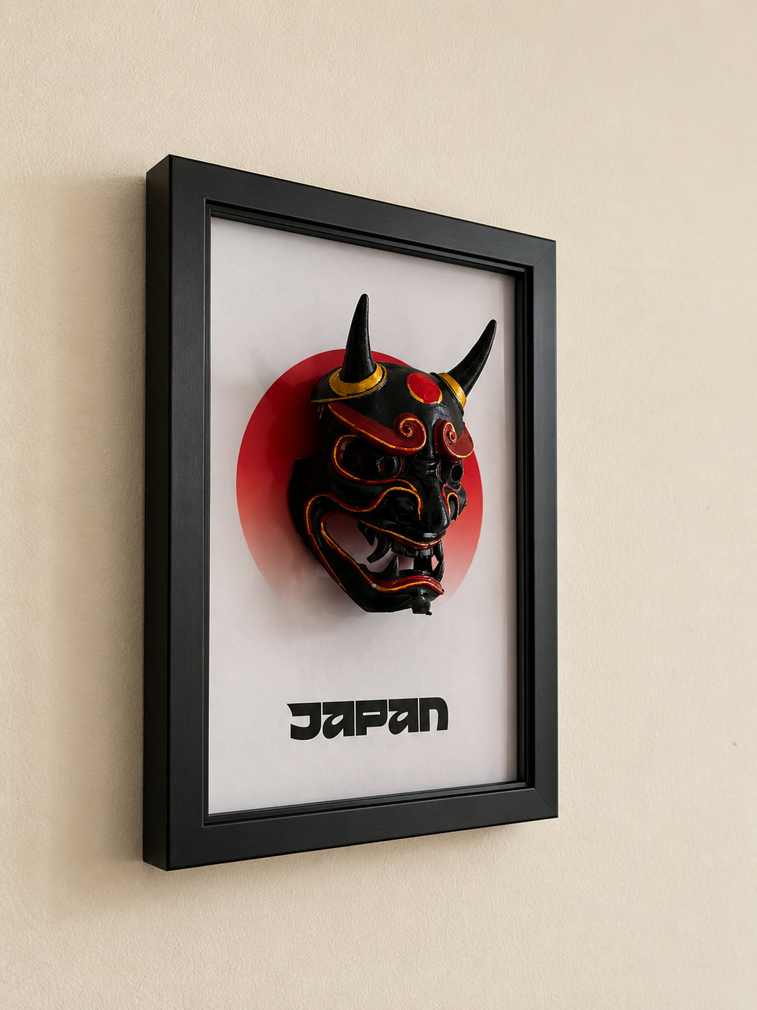 Japanese Oni Mask | 3D Printed Poster | Framed Wall Art
