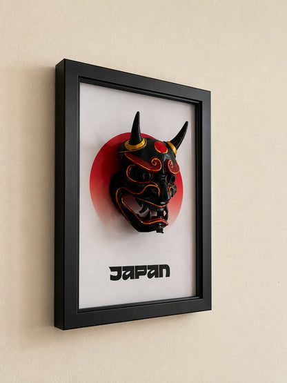 Japanese Oni Mask | 3D Printed Poster | Framed Wall Art