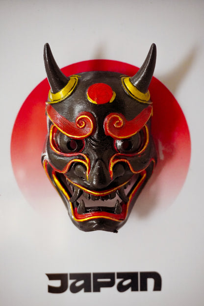 Japanese Oni Mask | 3D Printed Poster | Framed Wall Art