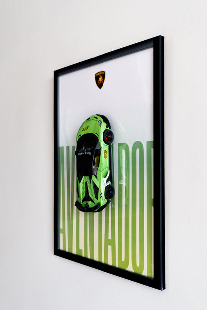 Lamborghini Aventador 3D Car Poster | 1:24 Scale Die-Cast Model | A3 Framed Wall Art | Green