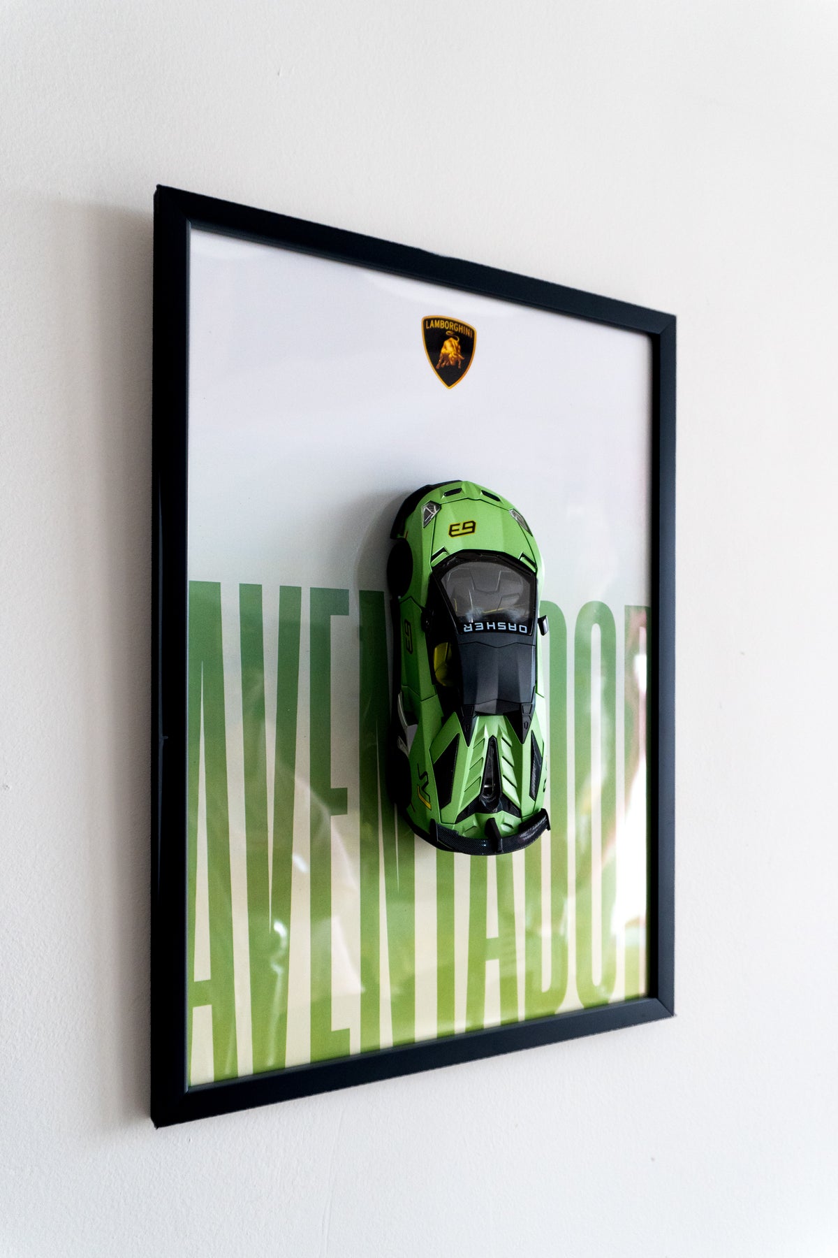 Lamborghini Aventador 3D Car Poster | 1:24 Scale Die-Cast Model | A3 Framed Wall Art | Green