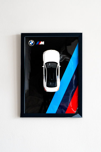 BMW M4 | White 3D Metal Car Poster | 1:32 Scale