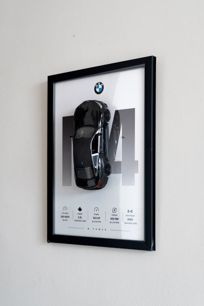 Black BMW M4 | 3D Metal Car Poster | 1:32 Scale