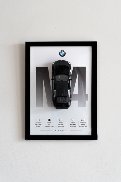 Black BMW M4 | 3D Metal Car Poster | 1:32 Scale