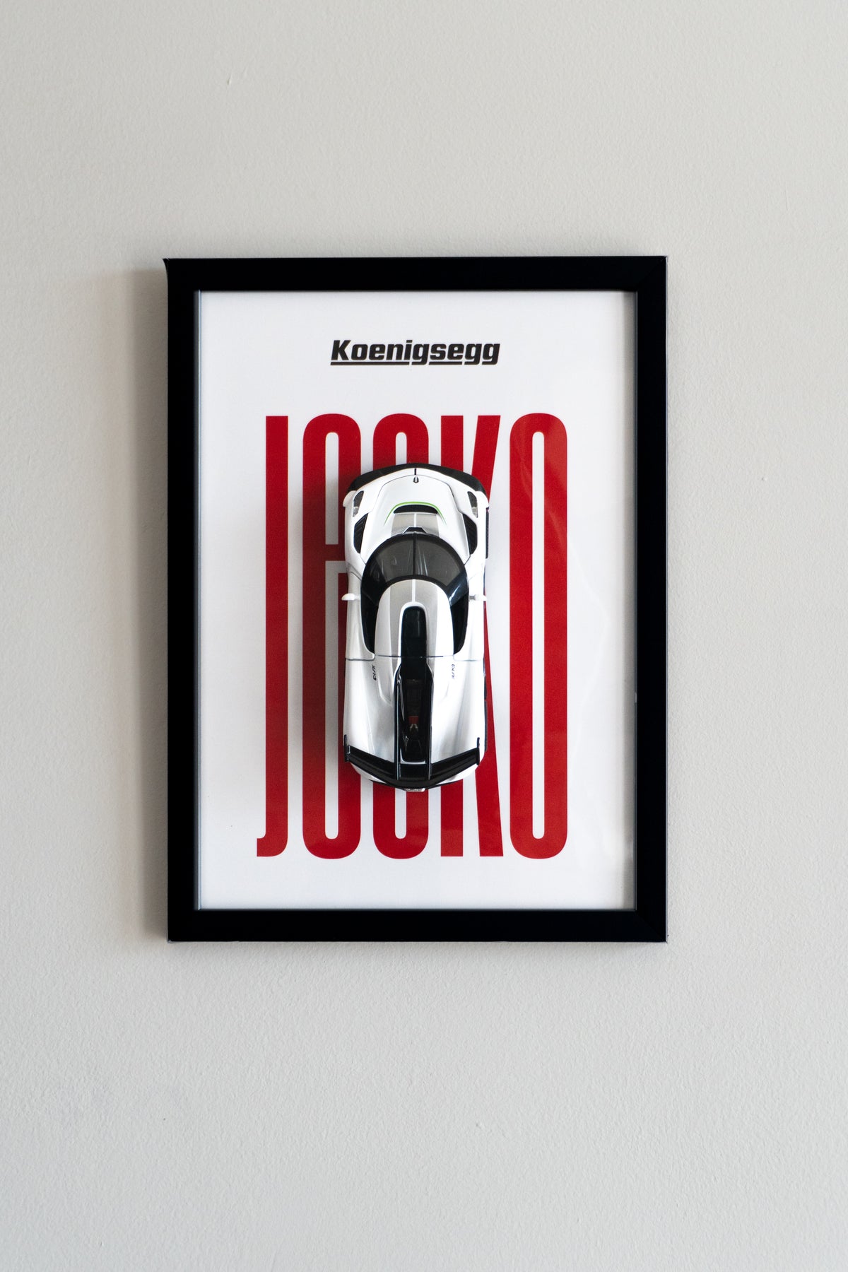 Koenigsegg | White 3D Metal Car Poster | 1:32 Scale