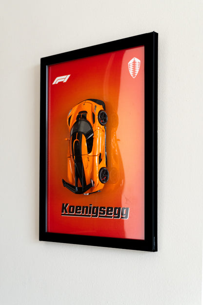 Koenigsegg | Orange 3D Metal Car Poster | 1:32 Scale