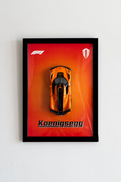 Koenigsegg | Orange 3D Metal Car Poster | 1:32 Scale