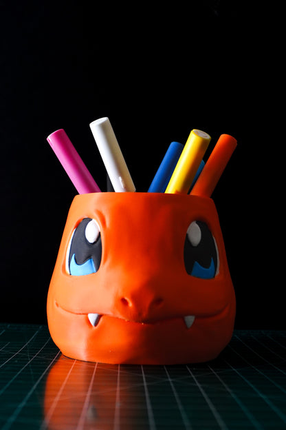 Charmander Pokémon 3D Printed Pen Stand Pot | Hand-Painted Desk Decor