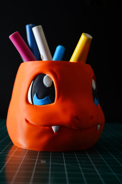 Charmander Pokémon 3D Printed Pen Stand Pot | Hand-Painted Desk Decor