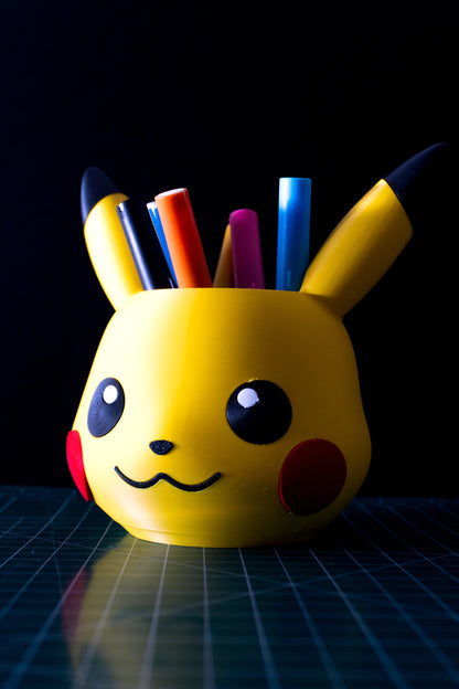 Pikachu Pokémon 3D Printed Pen Stand Pot | Hand-Painted Desk Decor