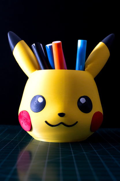 Pikachu Pokémon 3D Printed Pen Stand Pot | Hand-Painted Desk Decor